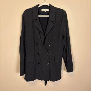 Free People Black‎ Slightly Oversized Blazer Jacket with Belt Tie Size Medium